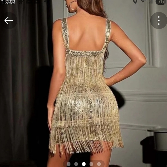 Gold Fringe Sequin Dress. Small. New - Picture 3 of 5